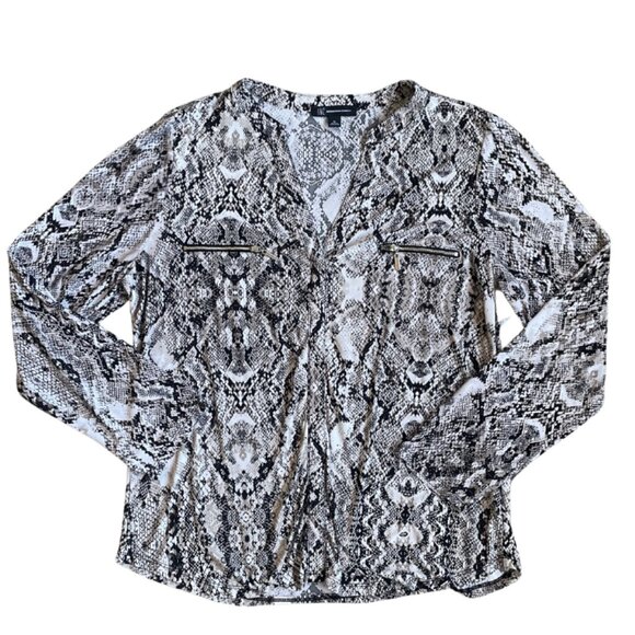 INC international concepts snake print long sleeve blouse size XL - Picture 1 of 7